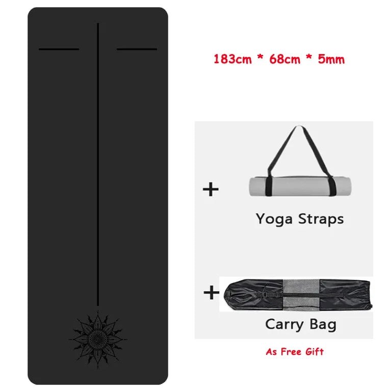 5mm Natural Rubber PU Pilates Mat with Shoulder Straps, Anti Slip and Sweat Absorbing Professional Exercise Fitness Yoga Mat