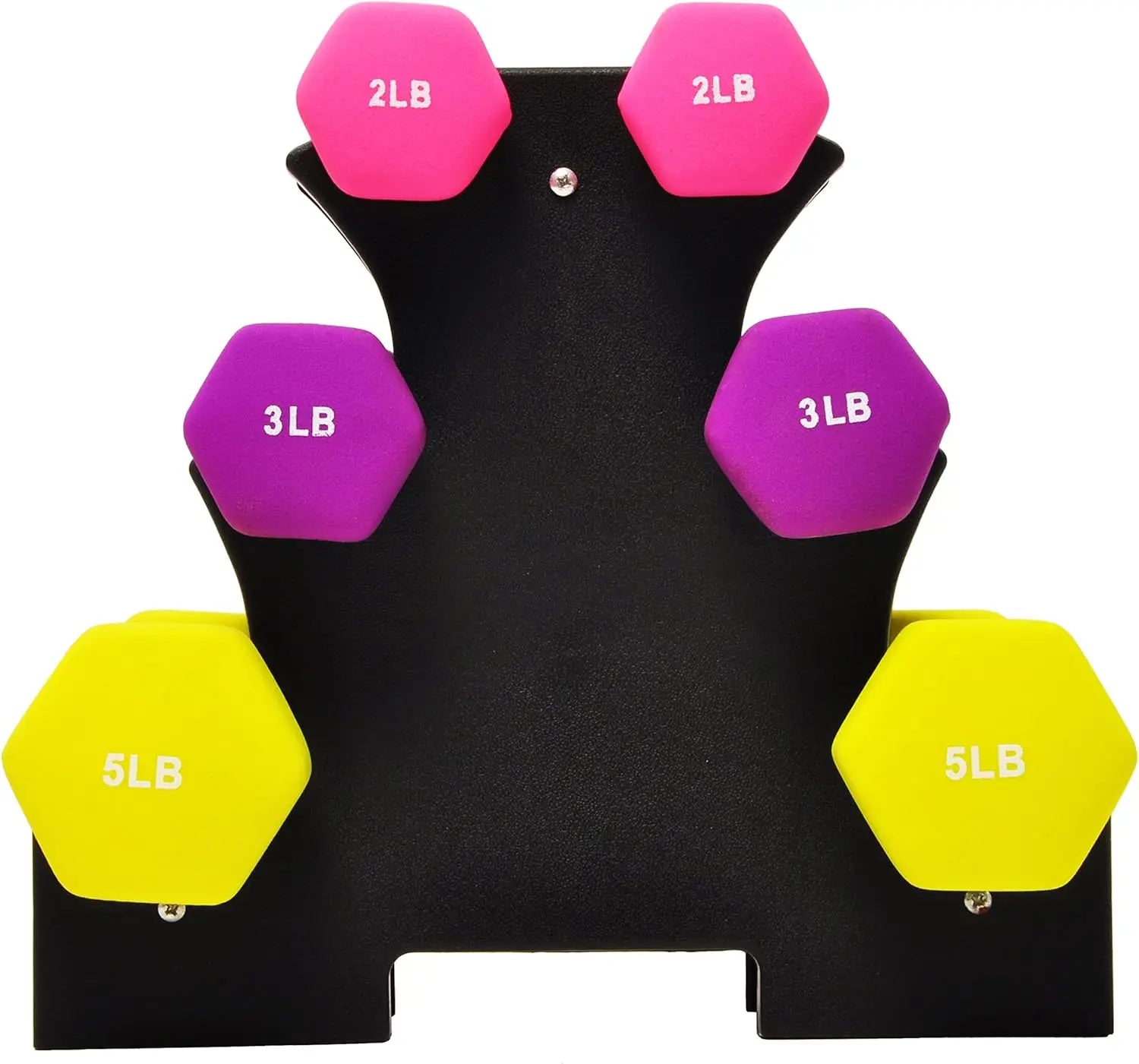 6-Piece Neoprene Dumbbell Set with Stand: 2/3/5 lb Weights for Home Workouts