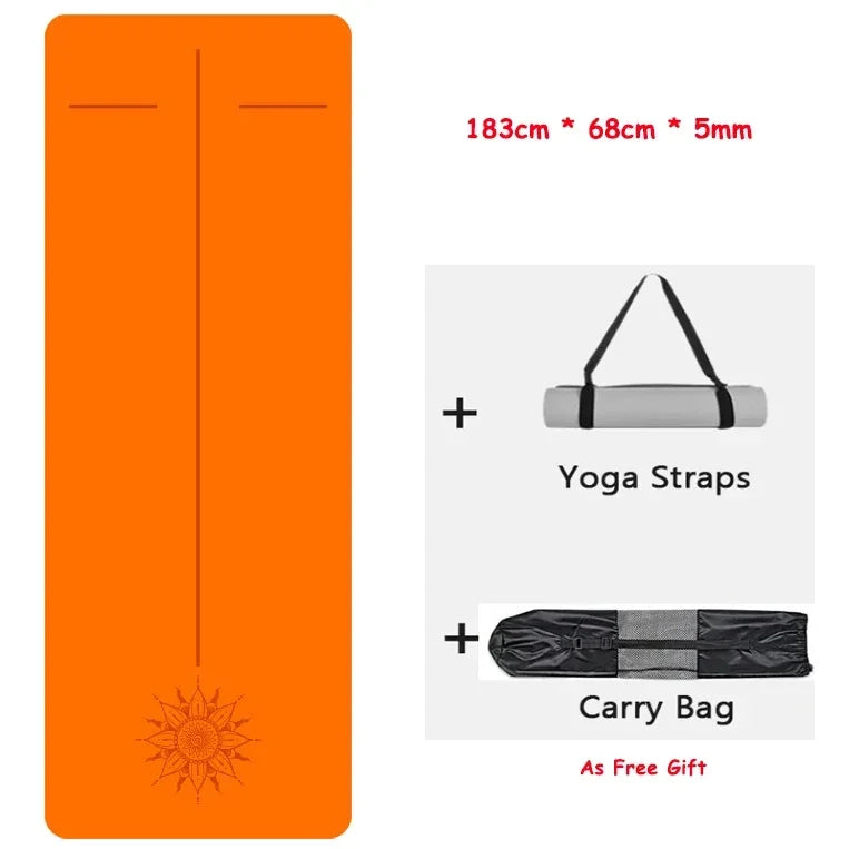 5mm Natural Rubber PU Pilates Mat with Shoulder Straps, Anti Slip and Sweat Absorbing Professional Exercise Fitness Yoga Mat